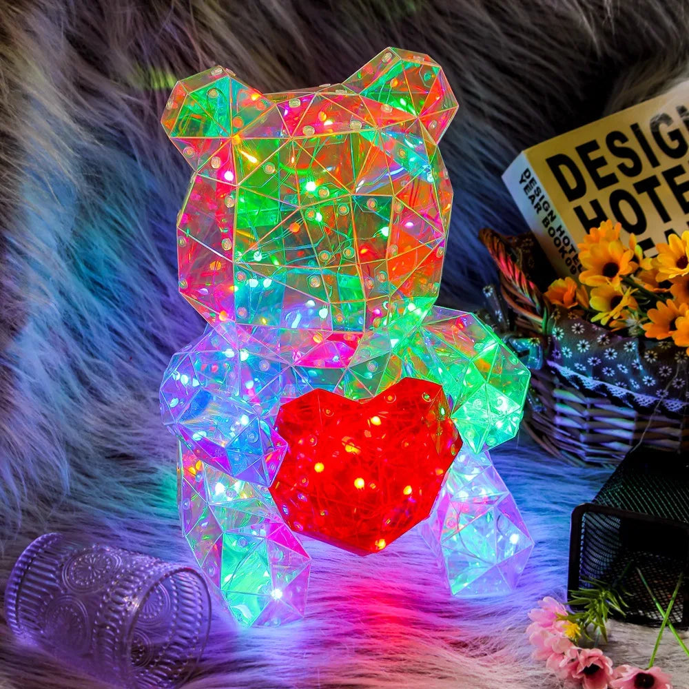 Teddybeer kleurrijke lichten 30cm